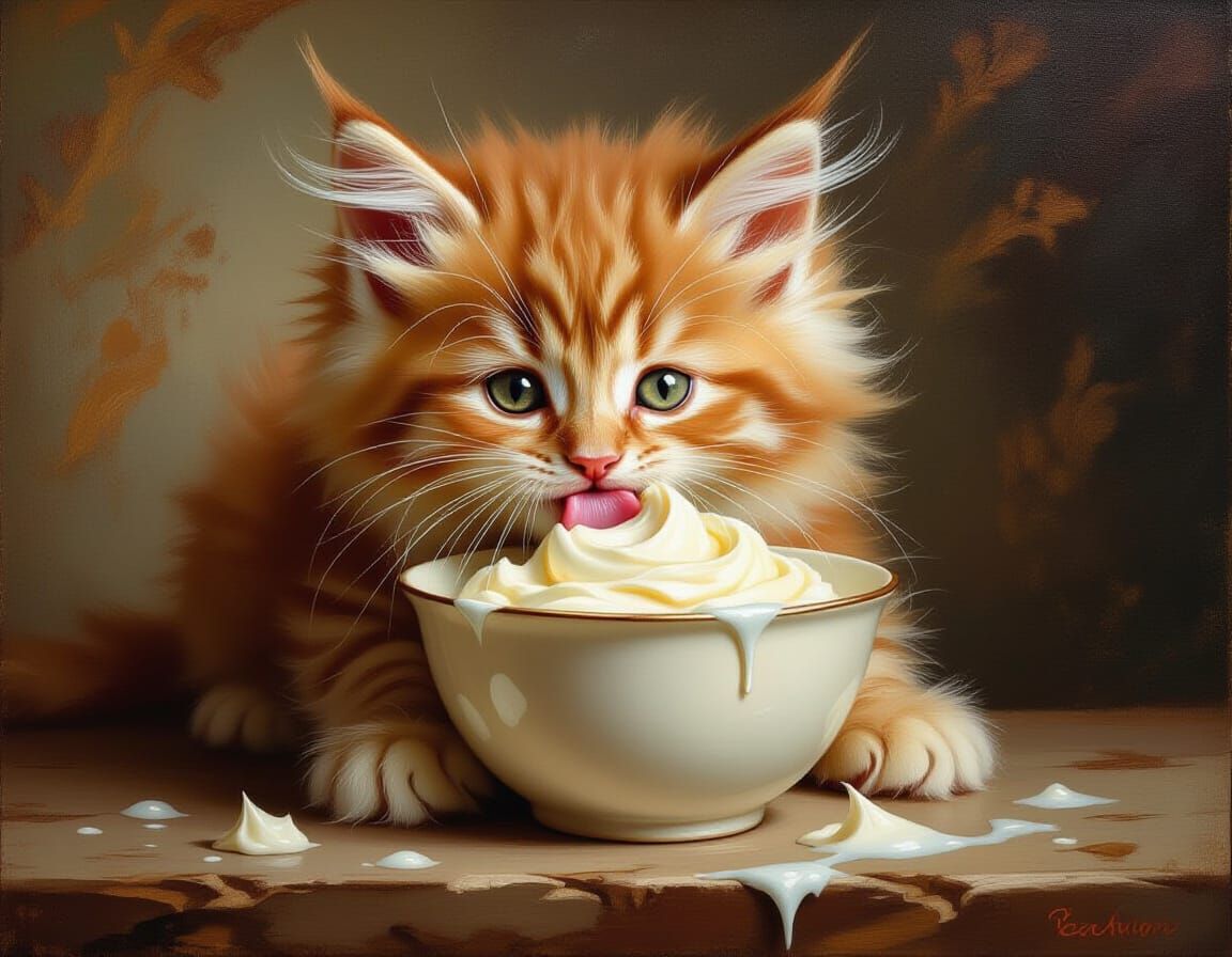 Adorable Kitten Portrait in Classical Style