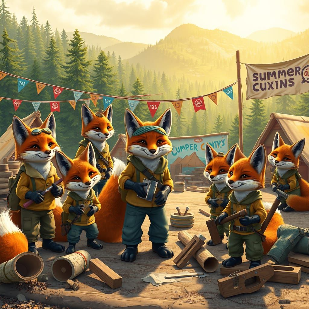 Vibrant Summer Camp Built by Furry Fox Friends in Whimsical ...