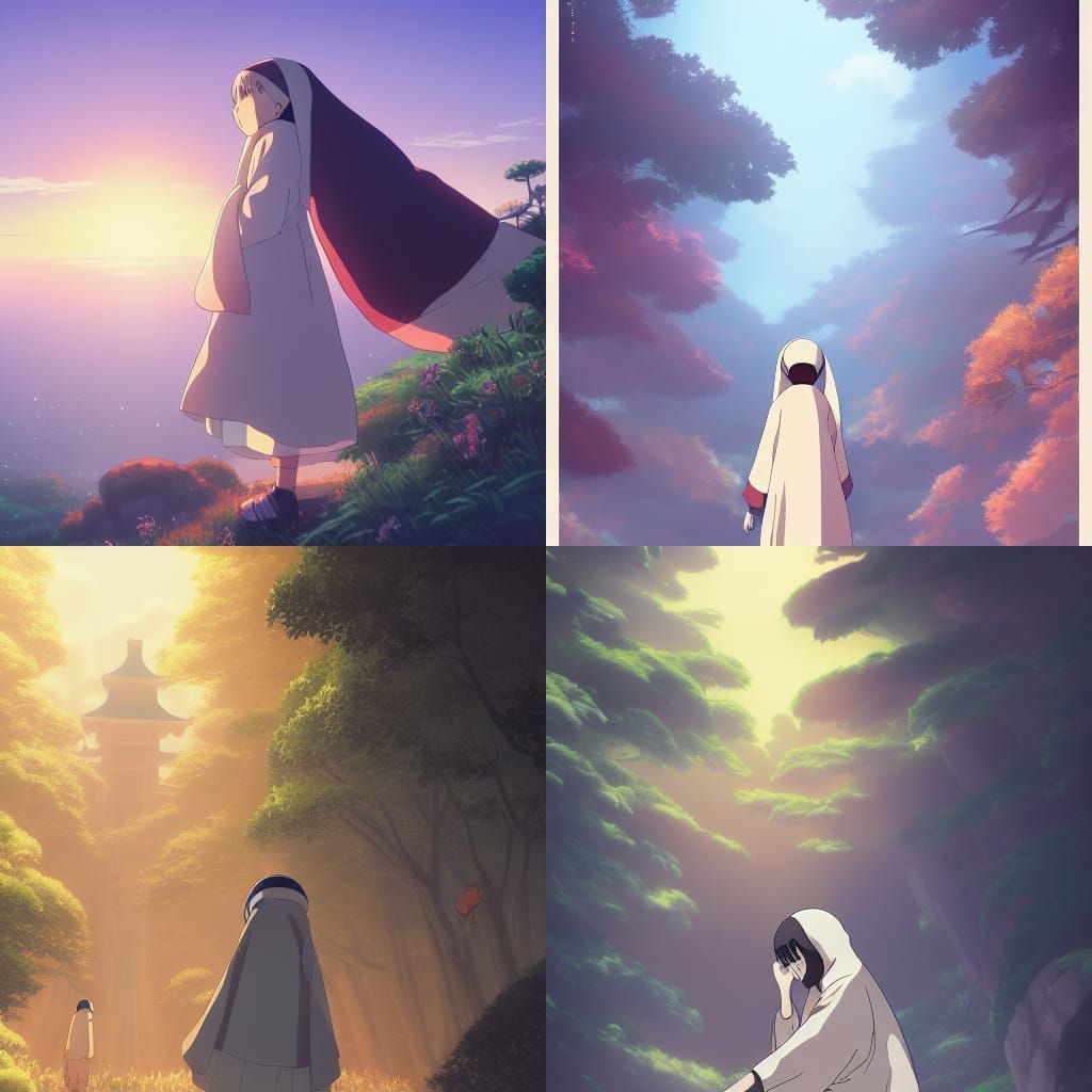 Anime Nun in Studio Ghibli Style