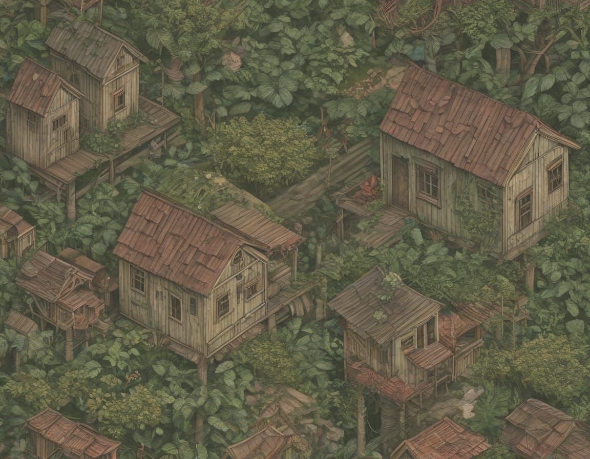 Whimsical Woodland Villages in Vibrant Forests