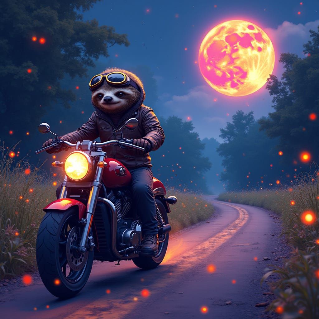 Sloth in Cosmic Motorcycle Adventure