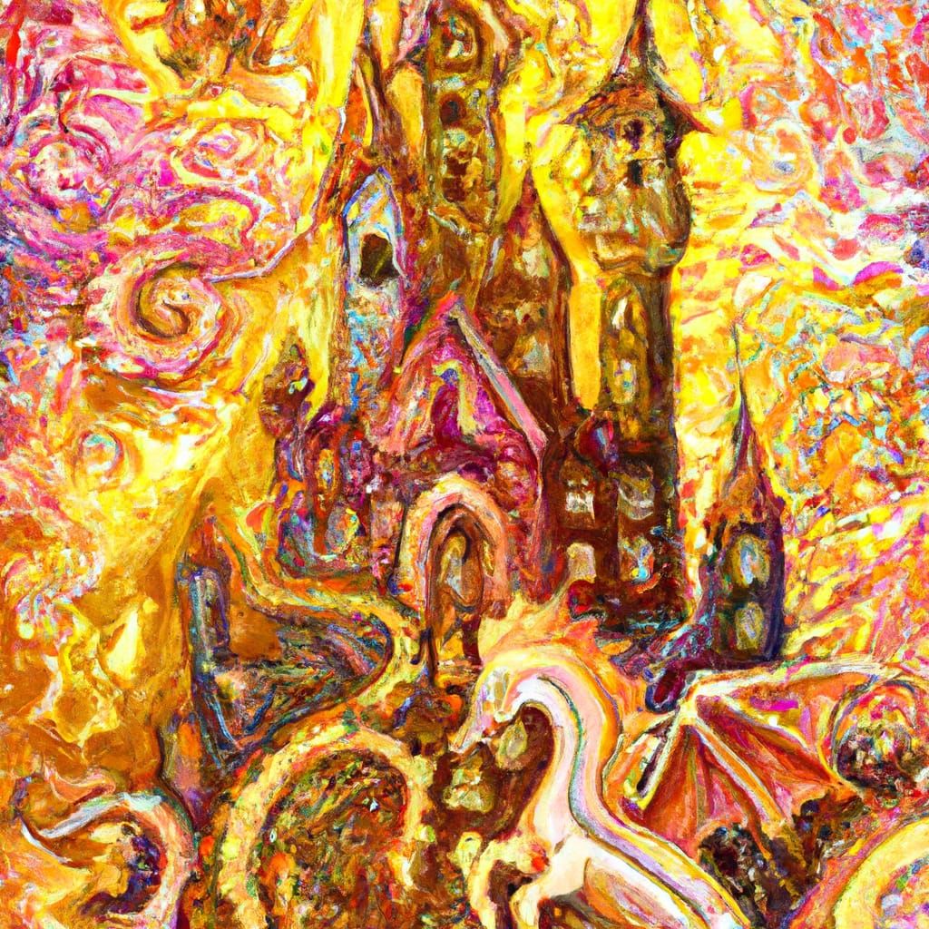 Epic Princess Rescues Prince in Majestic Gouache Castle Scen...