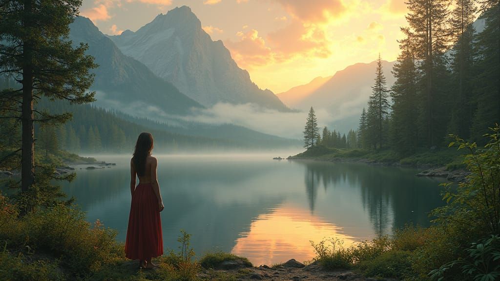 Scenic Mountain Lake Reflection