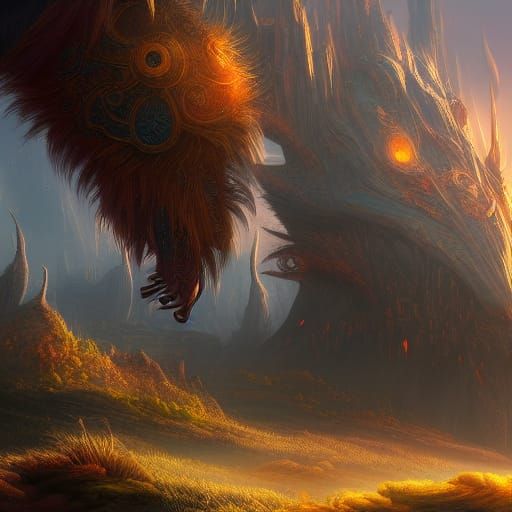 Fantastical Furry Character in Detailed Matte Painting