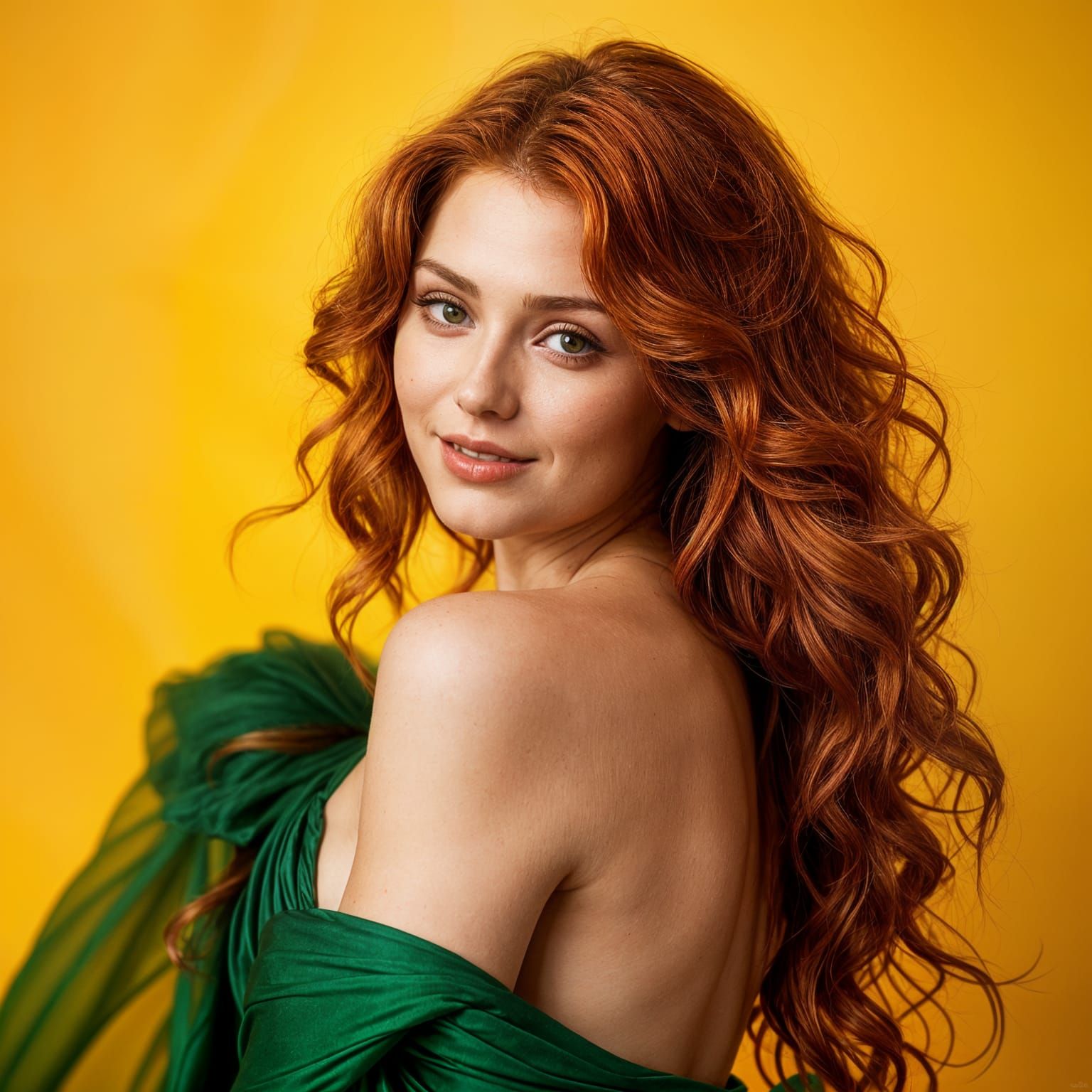 Beautiful Woman with Long Honey-Red Hair