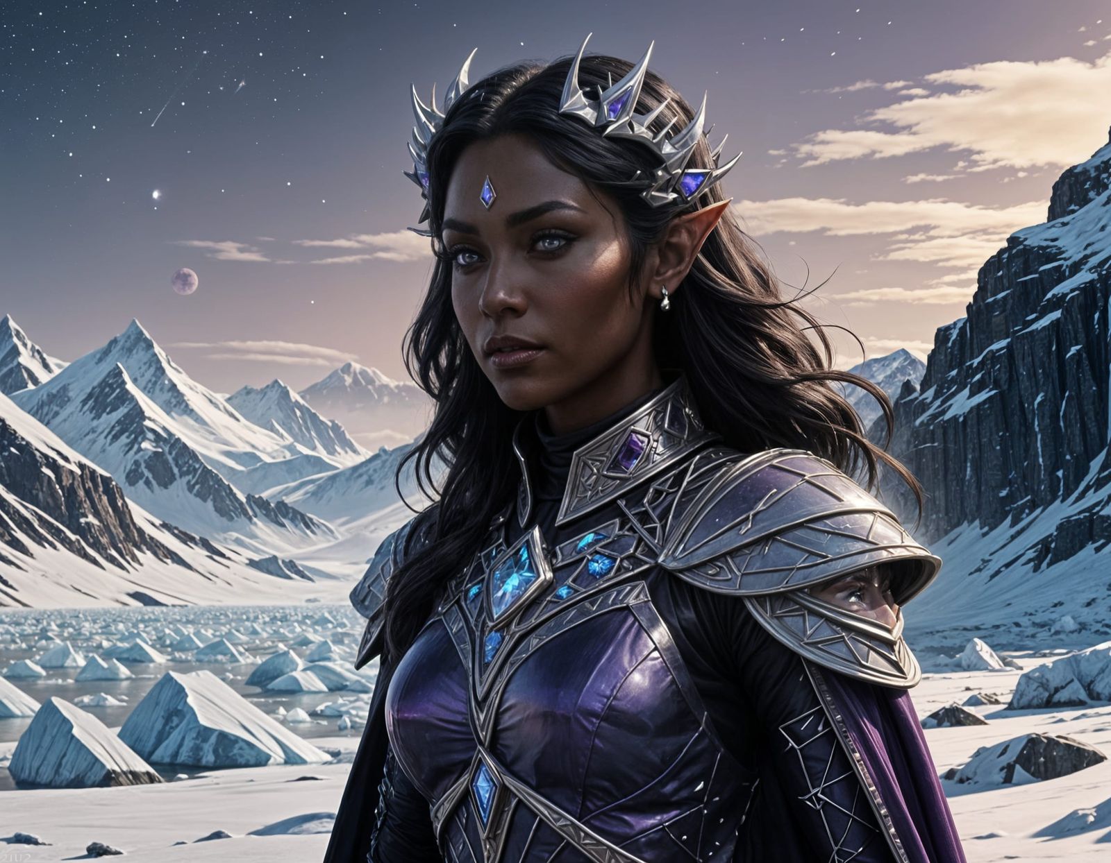 Romulan Drow Warrior in Arctic Landscape