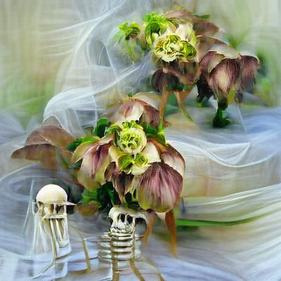Impressionistic Skeleton Wedding with Hellebores
