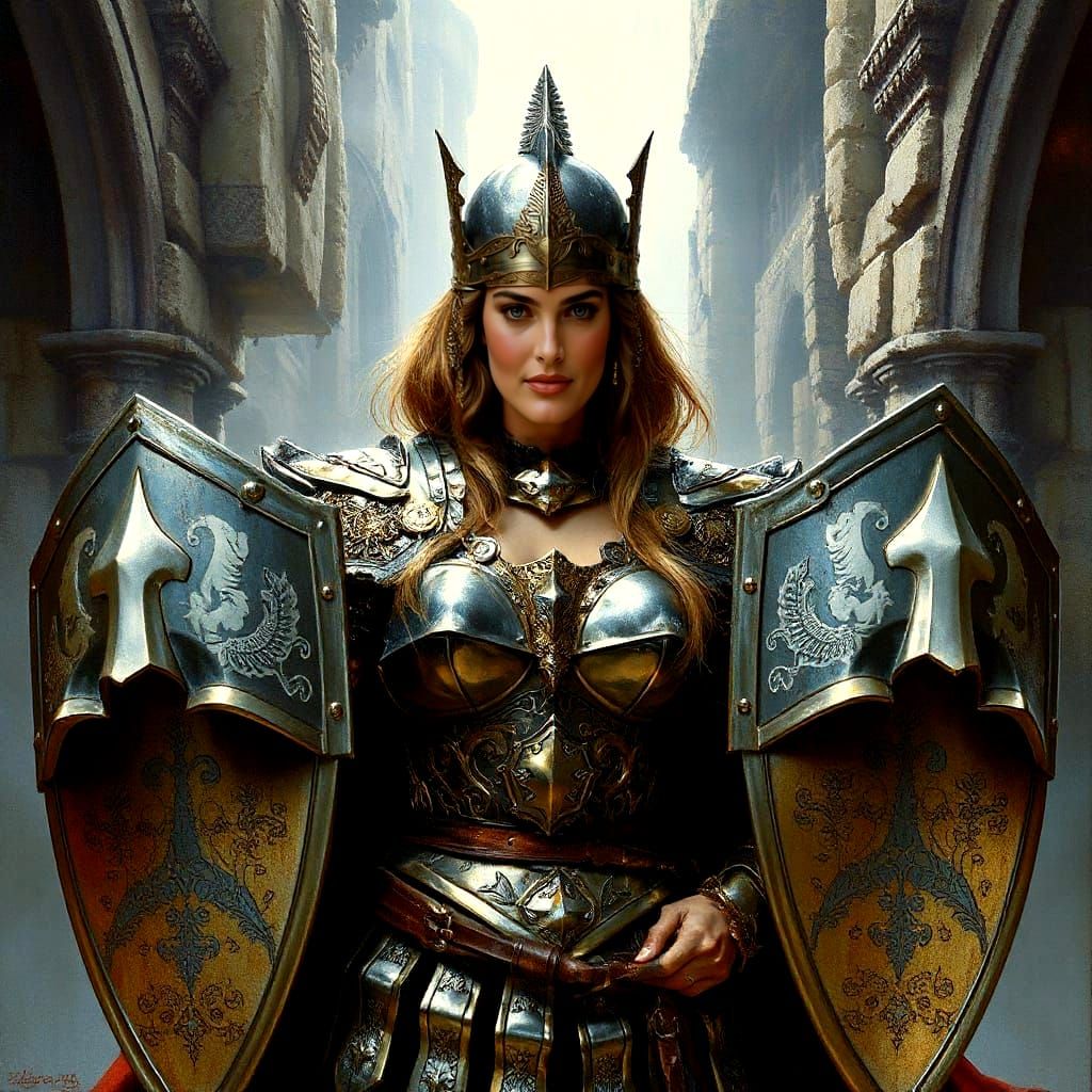 Brooke Shields Protected: Luis Royo Style Oil Painting