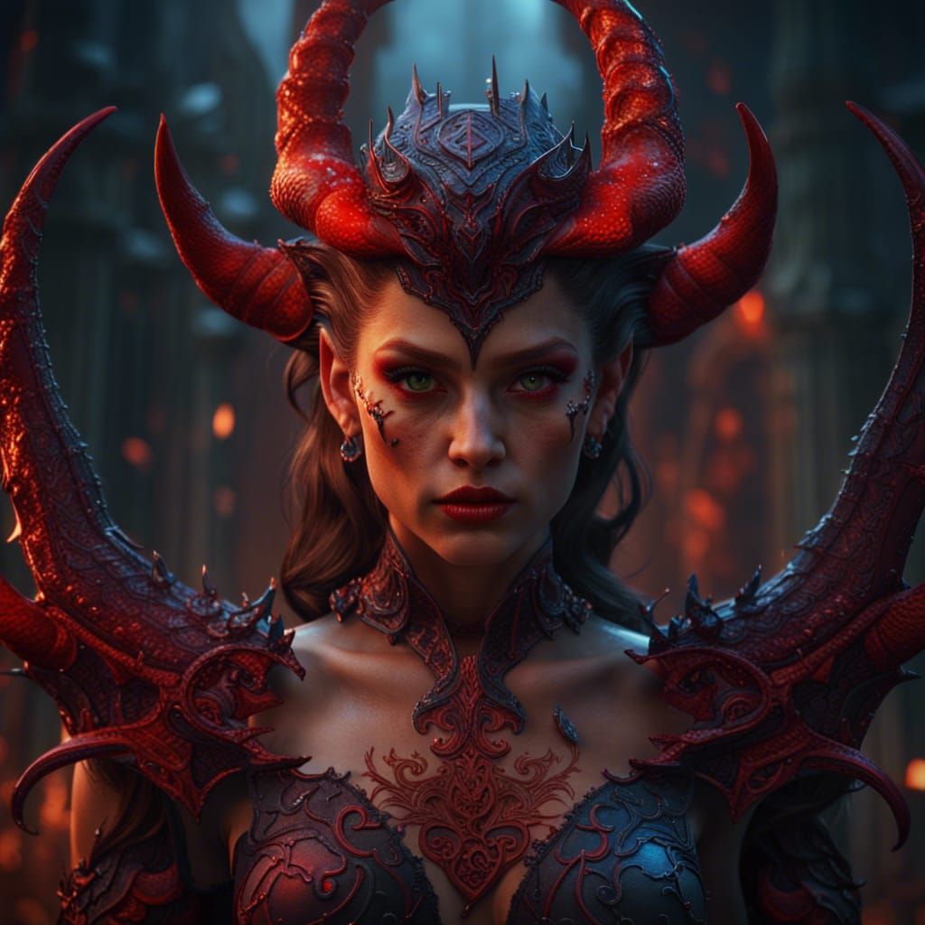 Detailed Matte Painting: Devil Girl in Fantasy Art