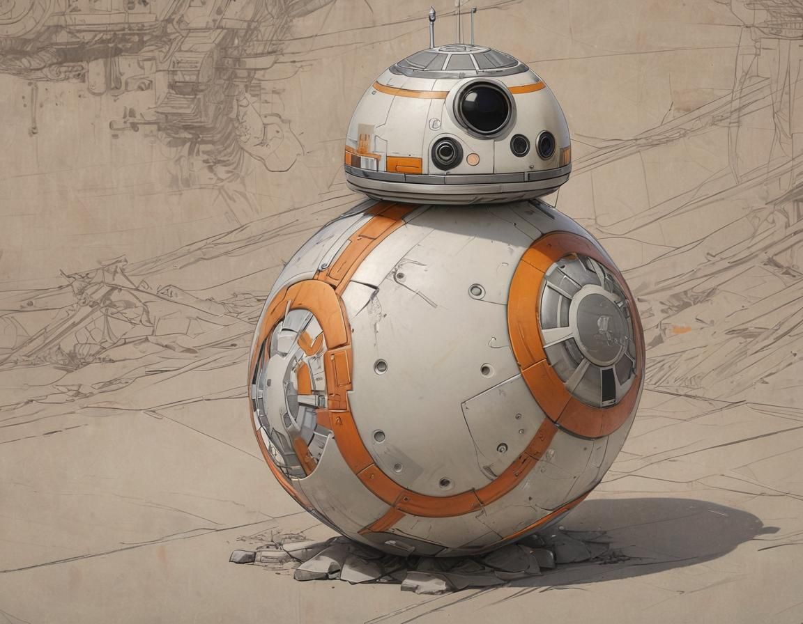 Cyberpunk BB8 Sci-Fi Manga Pencil Sketch