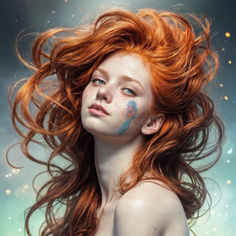 Ginger Goddess Portrait in 3D with Dynamic Lighting