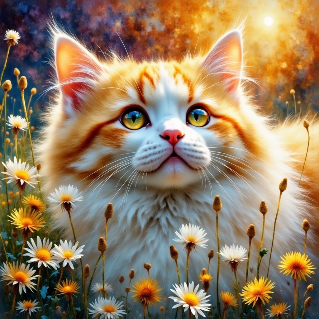 Ethereal Sunset Glow on a Cat's Chin