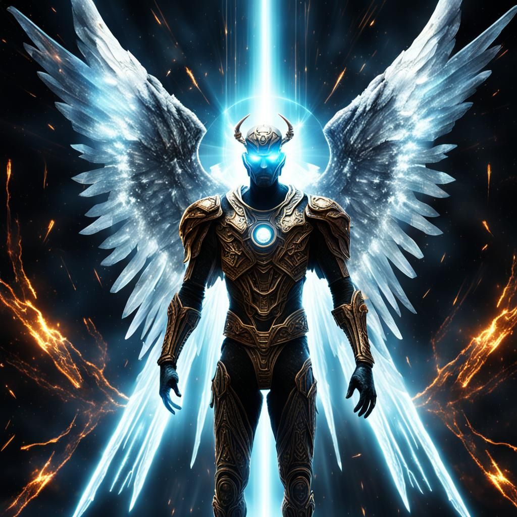 Futuristic Angel of Light in Galactic Setting