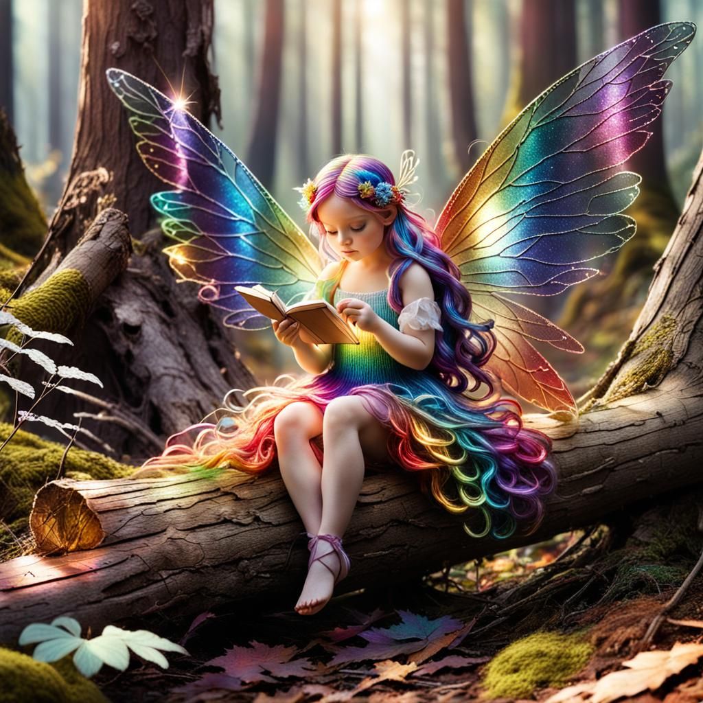 Fairy Teaching Knitting with Iridescent Wings