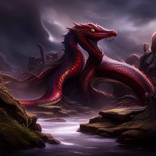 Fantastical Eight-Eyed Serpent Concept Art