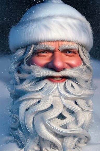 Icy Winter Santa Portrait in Fantasy Art Style