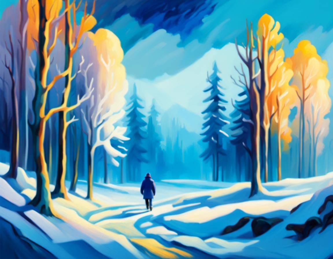Surreal Winter Landscape in Fauvist Style