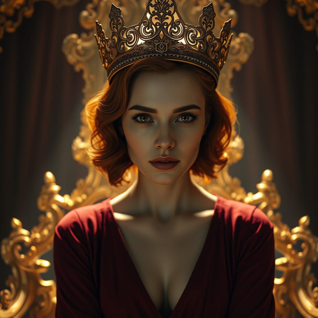 Ethereal Queen of Mystical Realism in Regal Attire