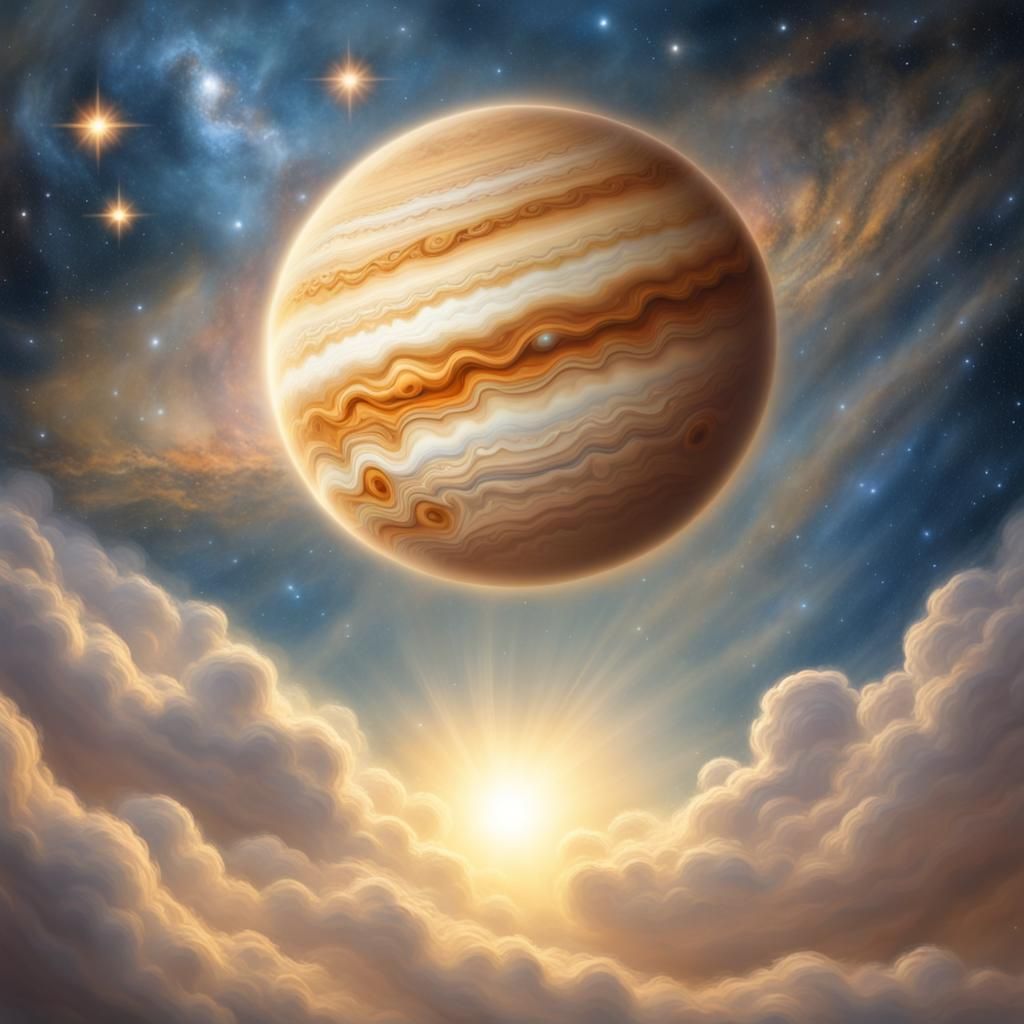 Jupiter Among the Stars in Golden Age Sci-Fi Style