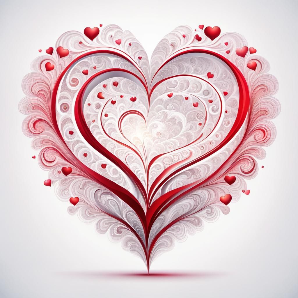 Sparkling Valentine's Heart in Abstract Fractal Style