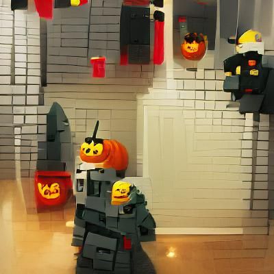 Lego Halloween Scene with Miniature Figures