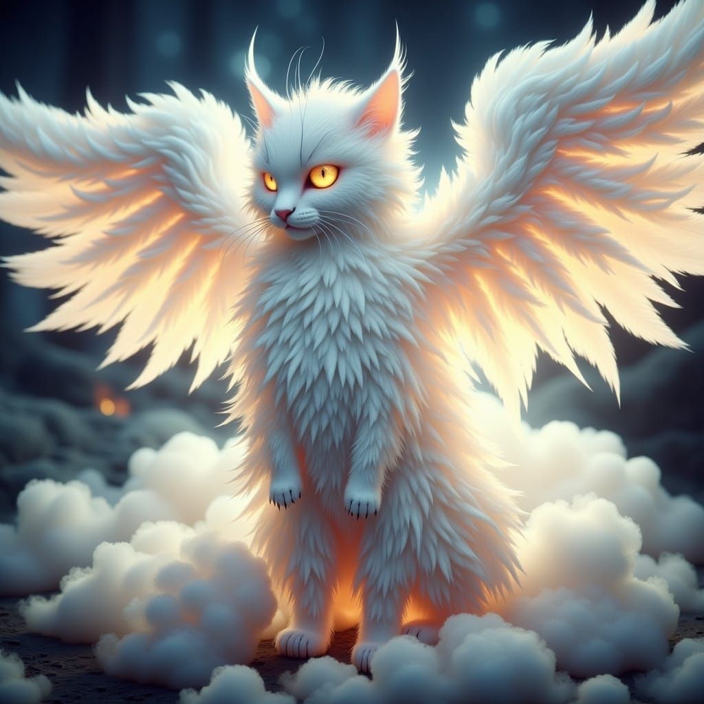 Winged White Monster Portrait in Fantasy Style