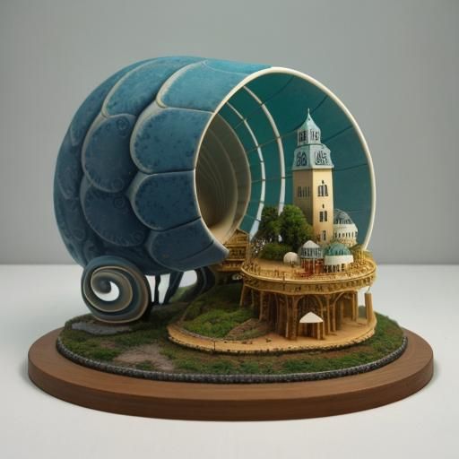 Miniature Cityscape Inside Nautilus Shell, Tove Jansson Styl...