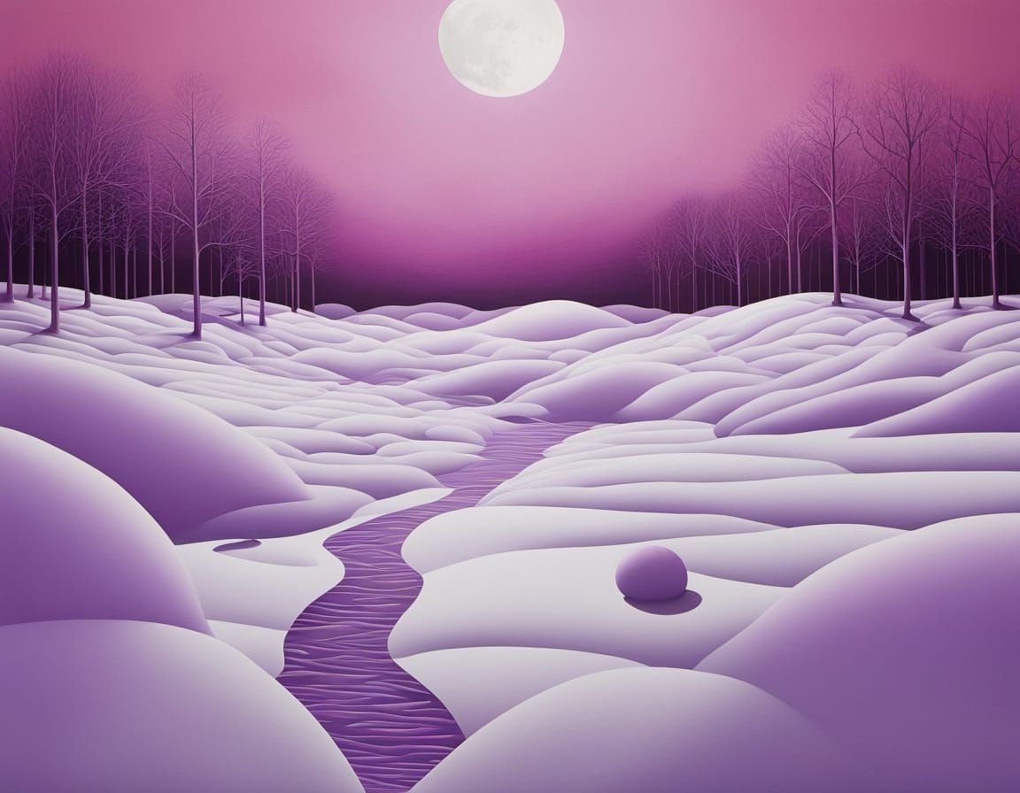 Abstract Surrealism Painting of Clay Creek in Mist