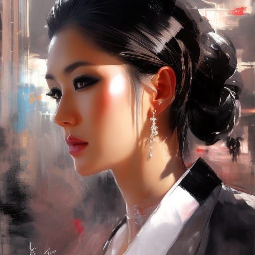 Attractive Man Walking in Tokyo, Detailed Digital Painting