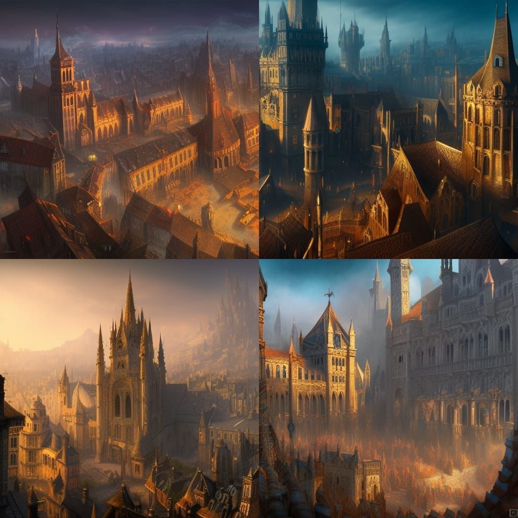 Fantastical Medieval City Concept Art