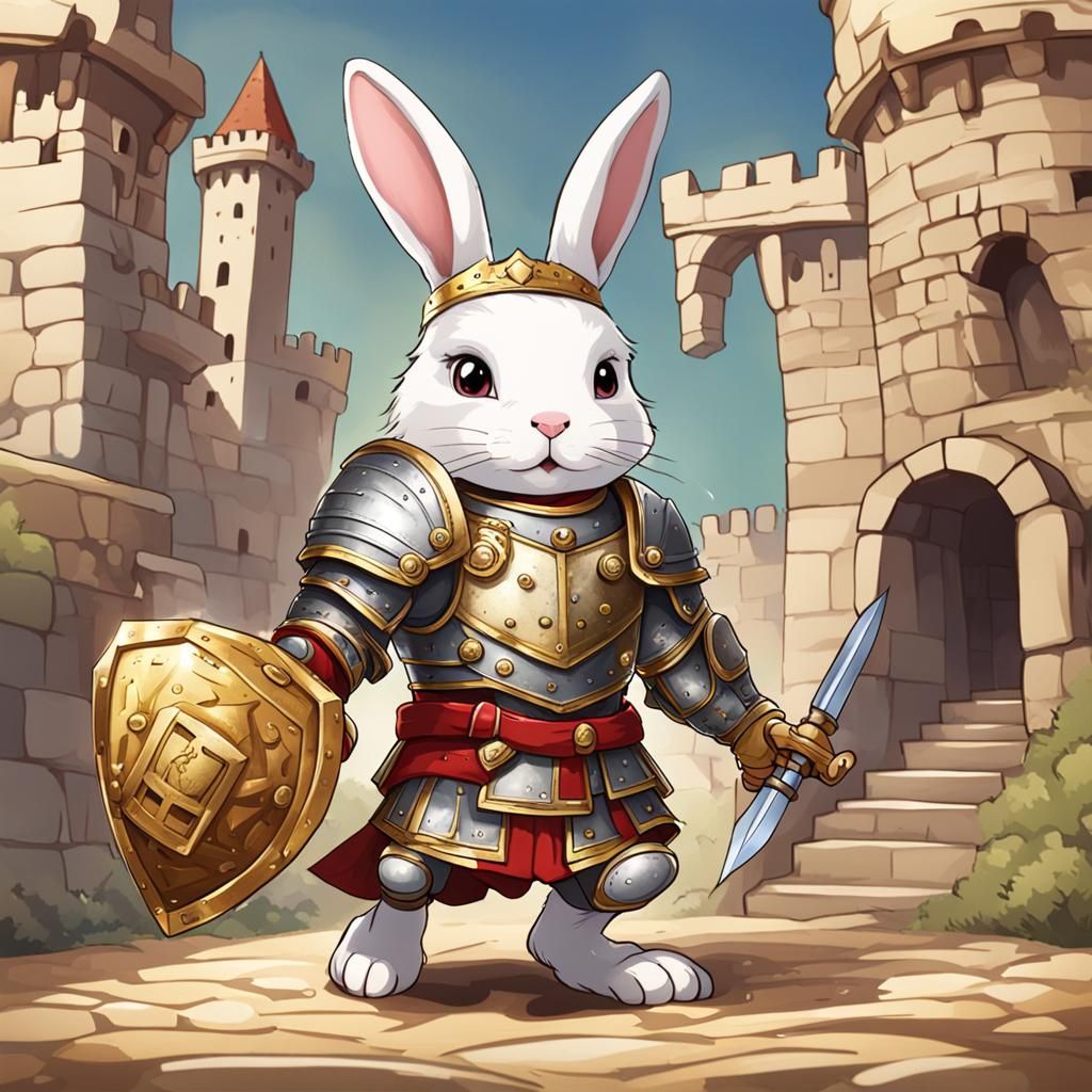Armored Bunny Charges Castle in Ancient Rome