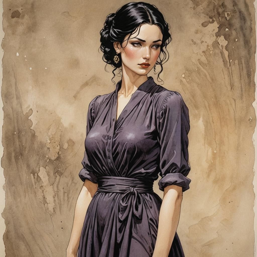 Mysterious Woman Portrait in Art Nouveau Style