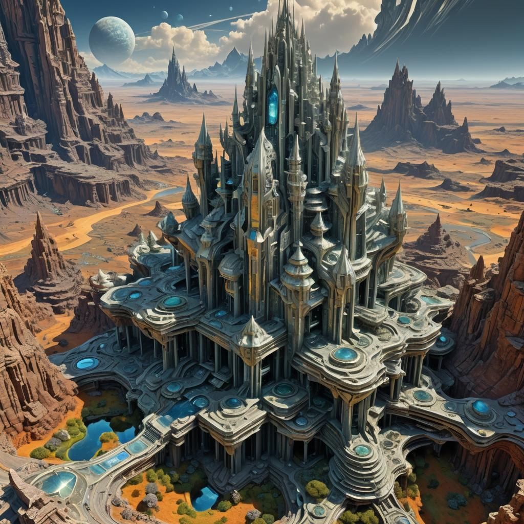 Futuristic Mandelbulb Temple on Alien World