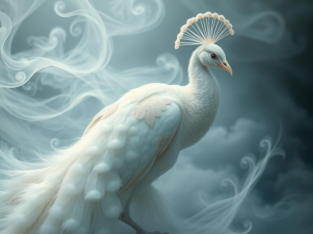A beautiful albino female peacock.