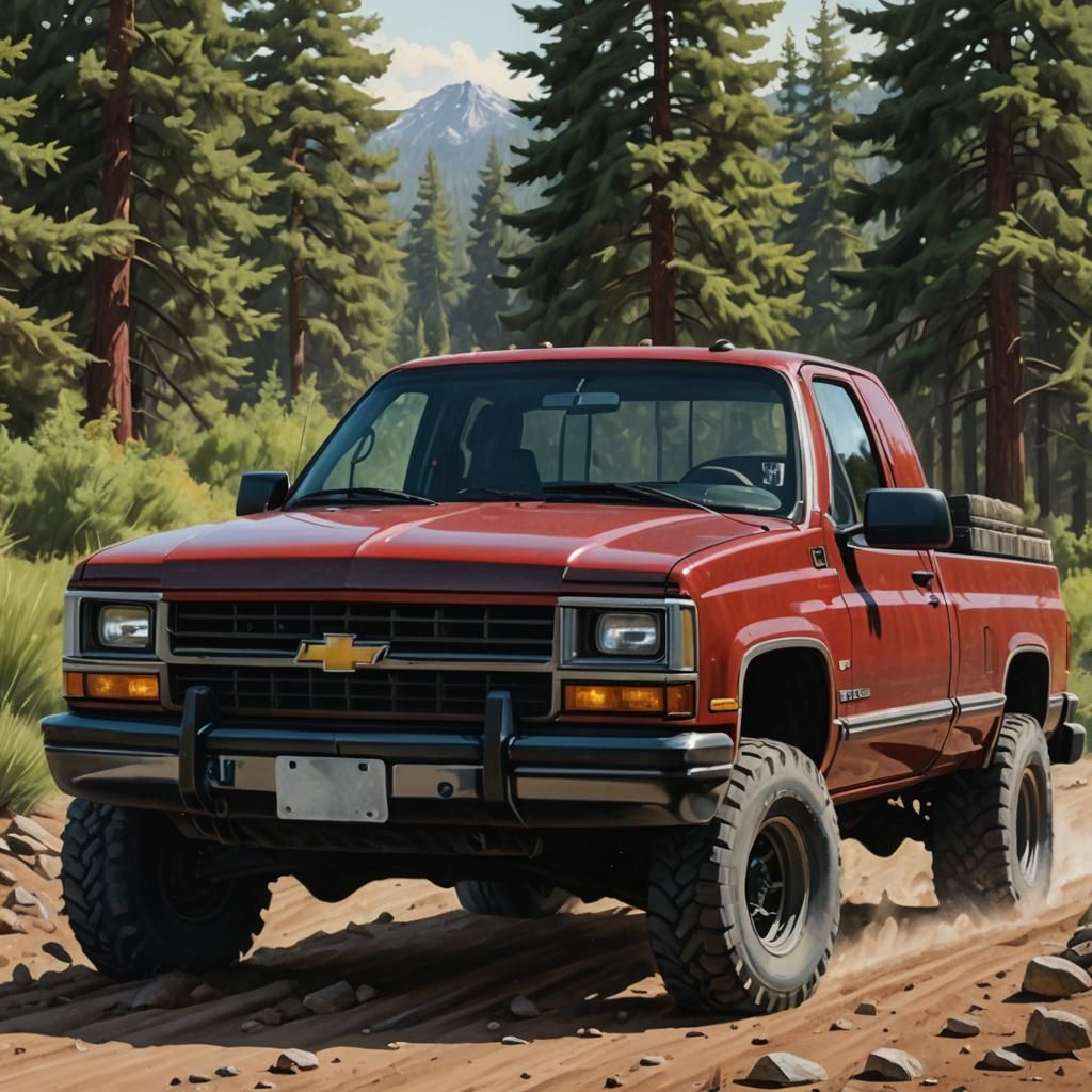 Chevrolet K1500 Off-Road, Realistic Oil Painting