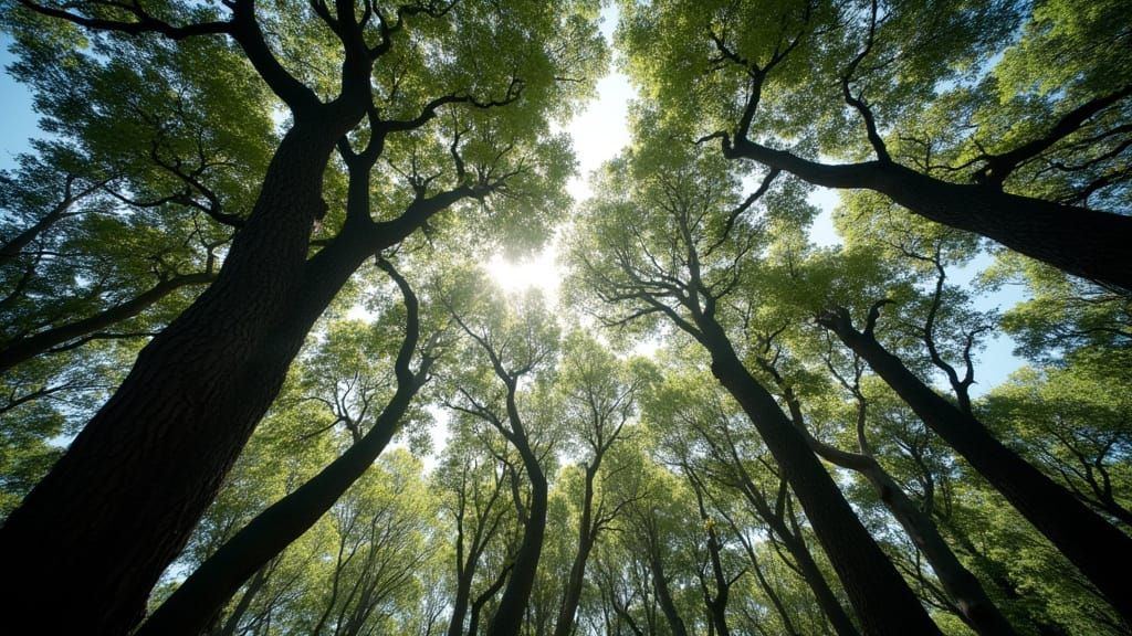 Oak Forest Canopy Viewed From Below