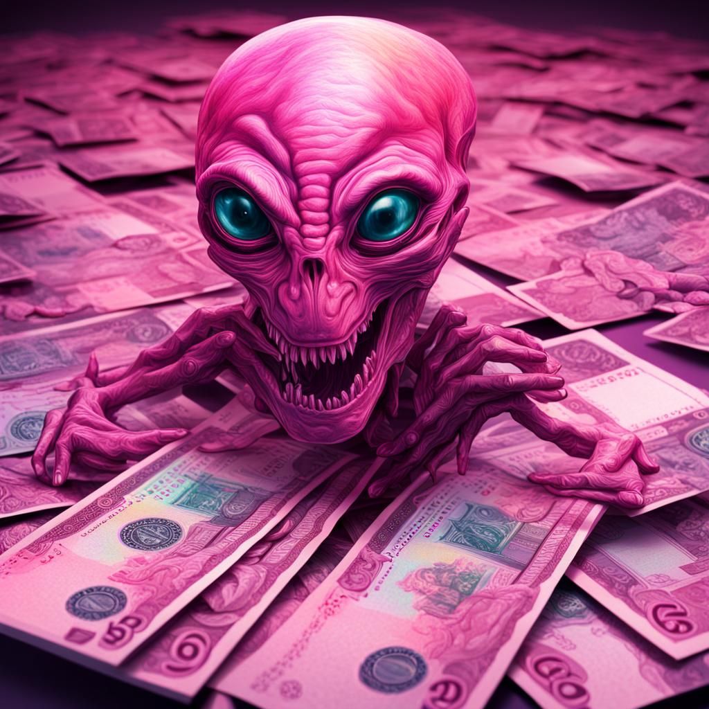 Psychedelic Aliens Gamble with Pink Money
