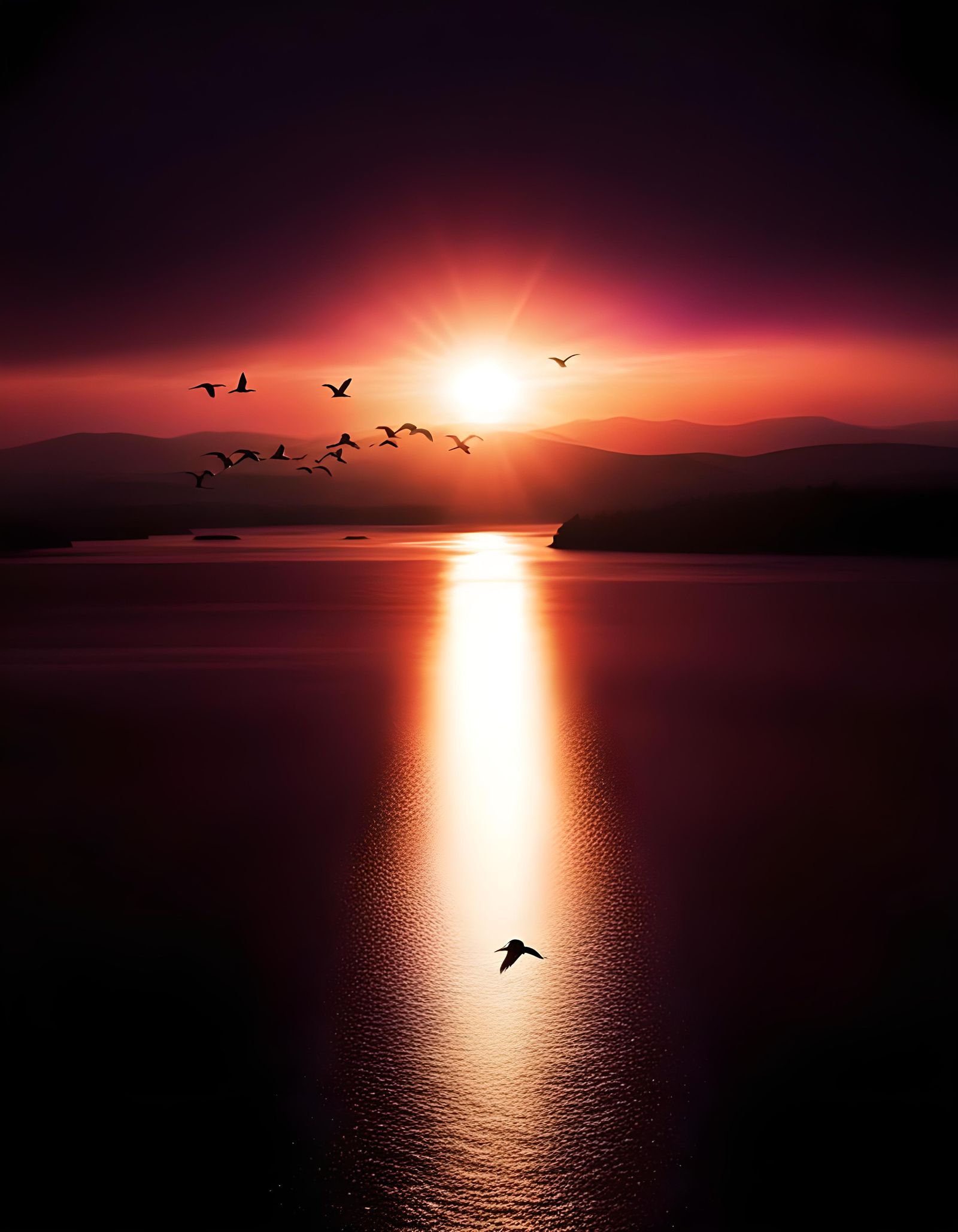 Birds at Sunrise: A Photorealistic Masterpiece