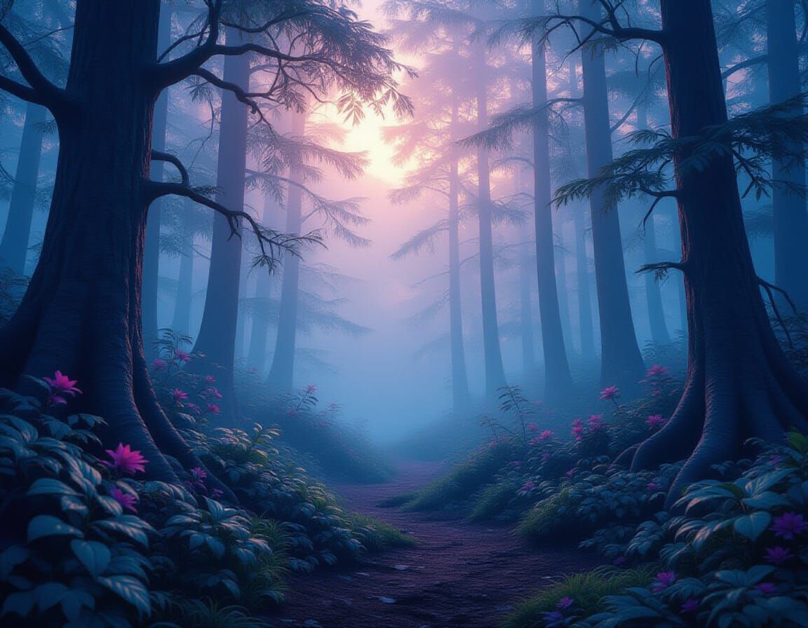 Ethereal Foggy Forest Masterpiece with Magic Vibes