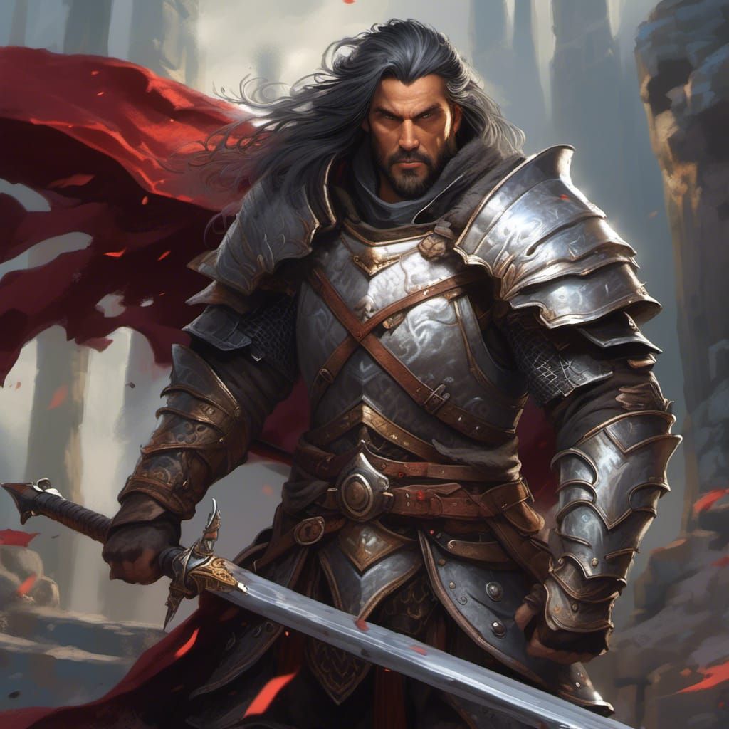 Experienced Warrior in Detailed Fantasy Art