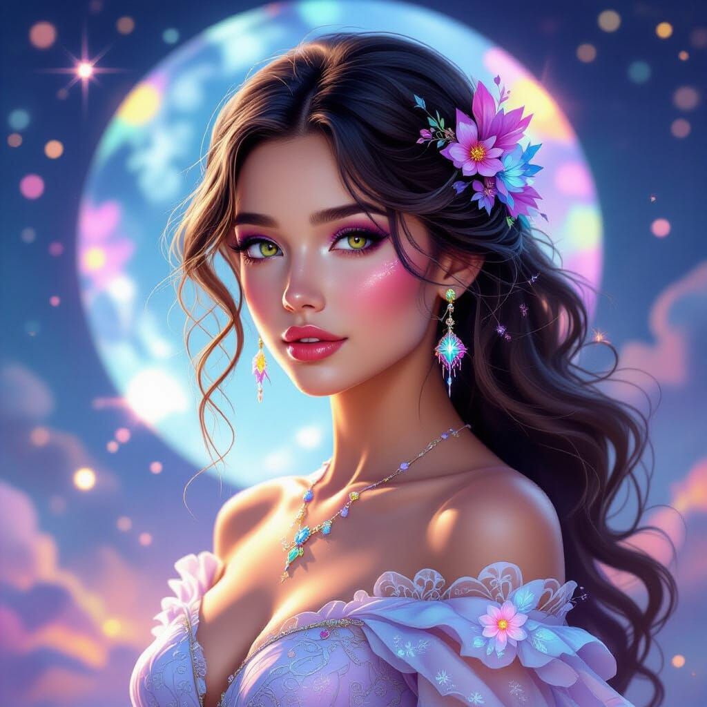 Ethereal Woman in Surreal Fantasy Landscape