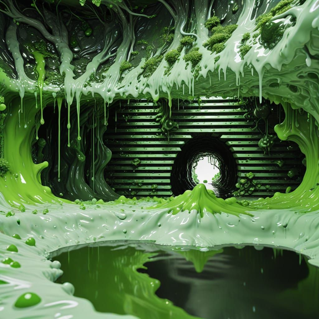 Green Slime in Underground Sewage Tunnel
