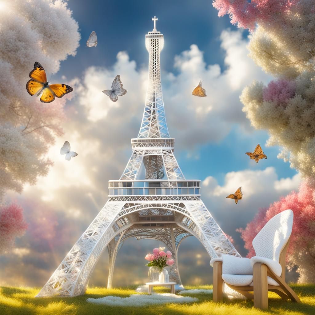 Inverted Knitted Eiffel Tower in Scandinavian Style