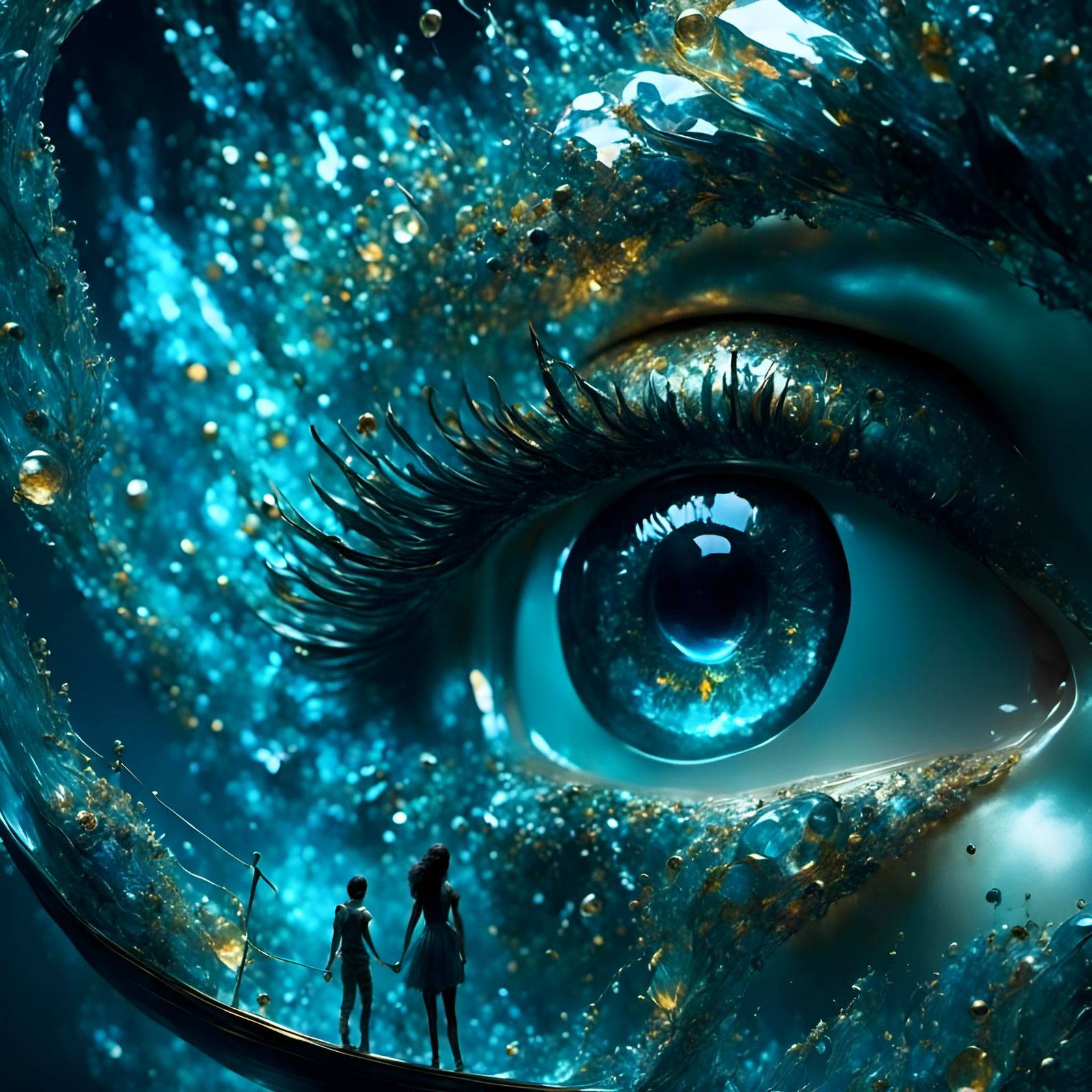 Ocean Waves Hidden in Girl's Glass Eye