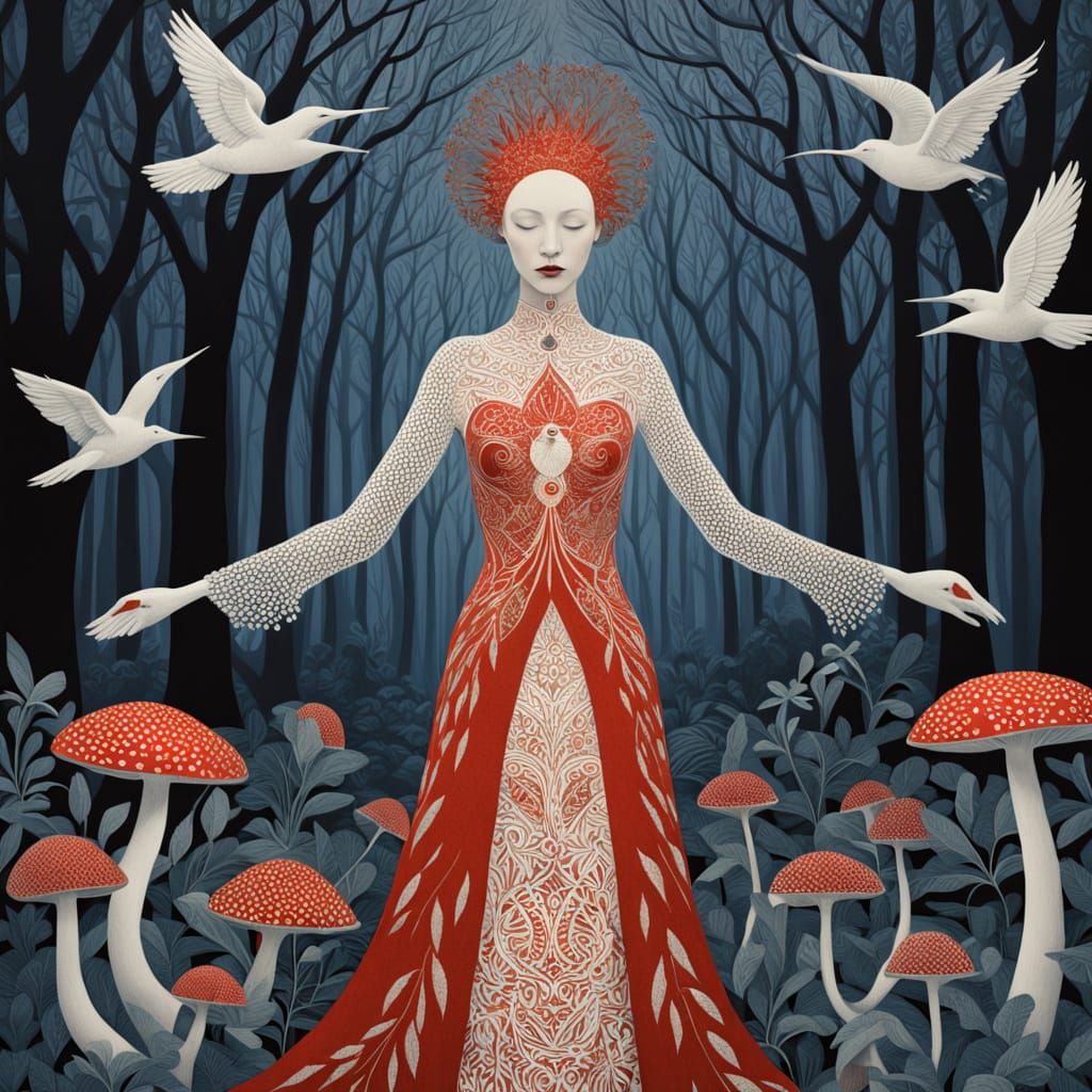 Surreal Shaman in Cosmic Forest, Inspired by Cosmic Surreali...