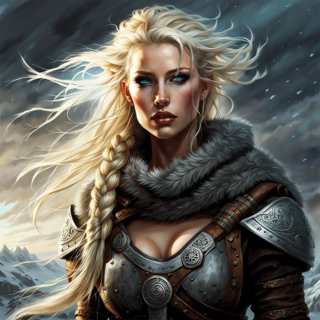 Nordic Goddess in Futuristic Viking Style