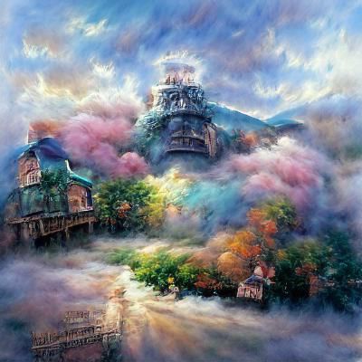 Ethereal Fantasy Howl's Moving Castle in Mist