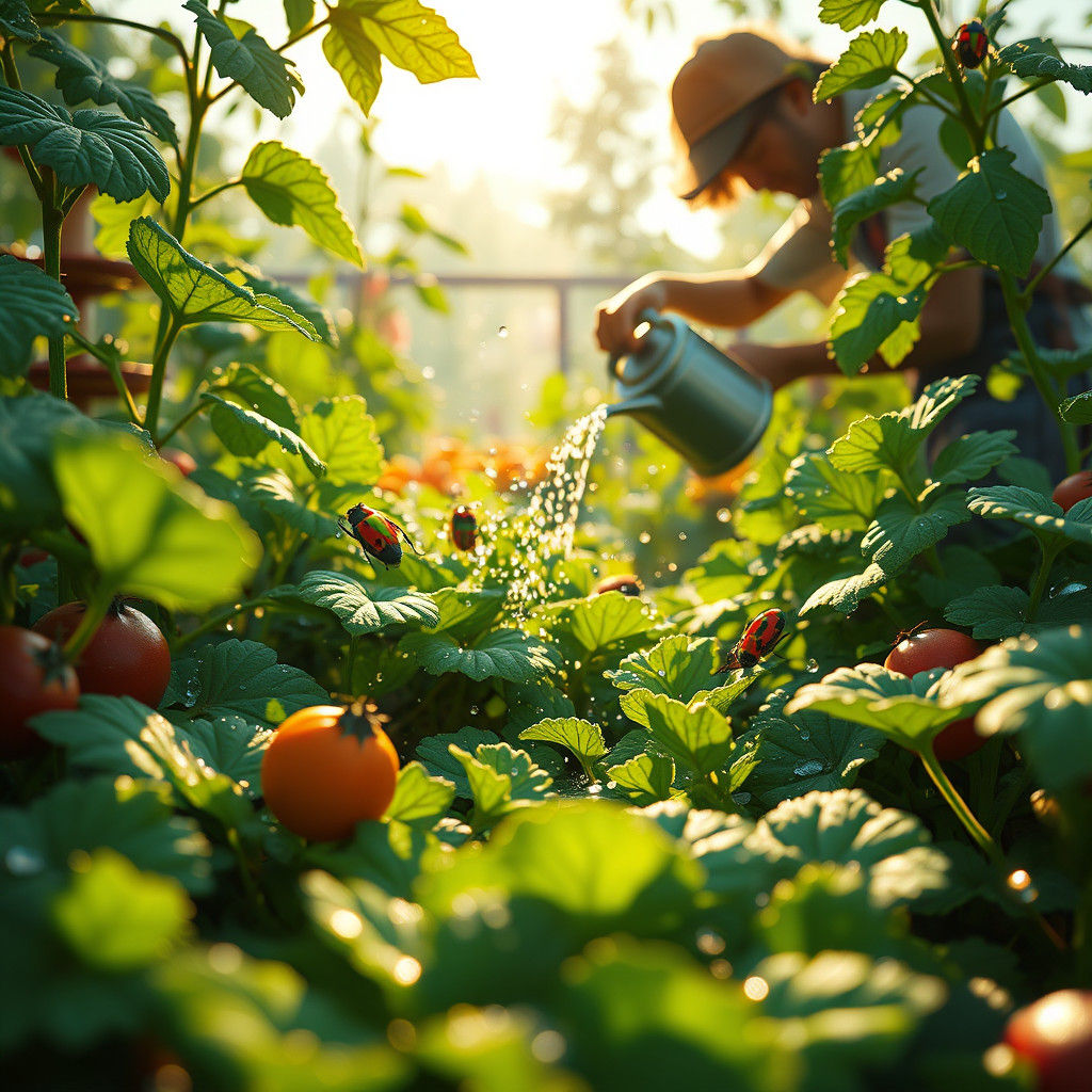 Lush Vegetable Garden Scene as Digital Matte Painting