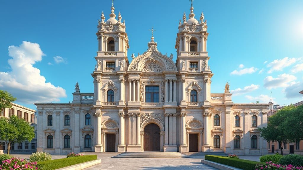 Baroque Church with Intricate Stone Facade
