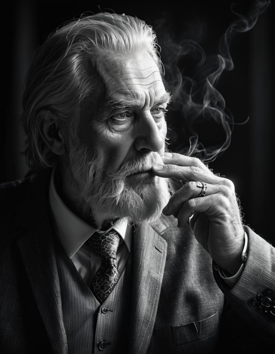 Photorealistic Portrait of an Old Man in Executive Attire